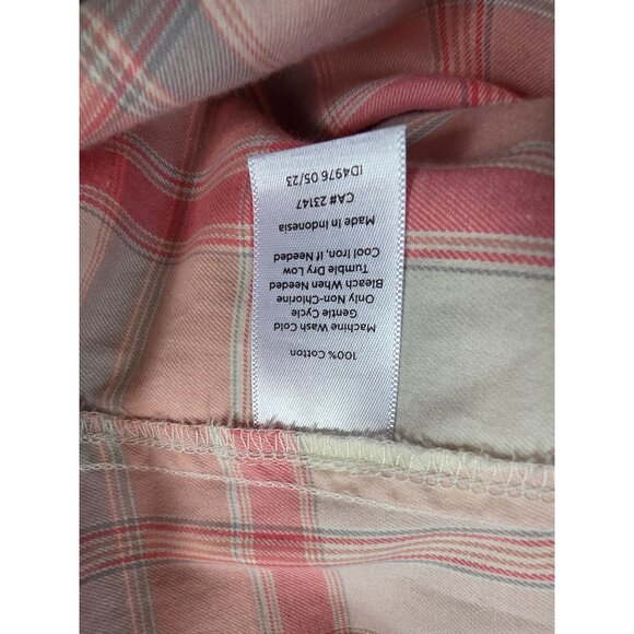 Talbots Womens Pink Plaid Button-Up Shirt XLP Cotton - Picture 4 of 6